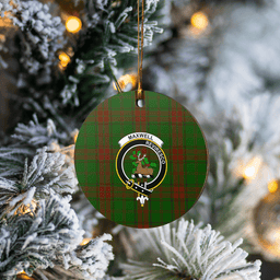 Scottish Maxwell Hunting Clan Tartan Ceramic Ornament - Crest Round Style Scottish Plaid Tartan Plaid