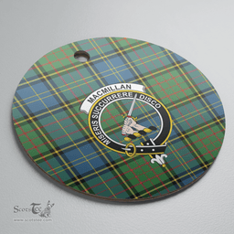 Scottish MacMillan Hunting Ancient Clan Tartan Crest Round Ceramic Ornament