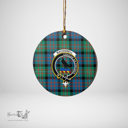 Scottish MacDonnell of Glengarry Ancient Clan Tartan Crest Round Ceramic Ornament