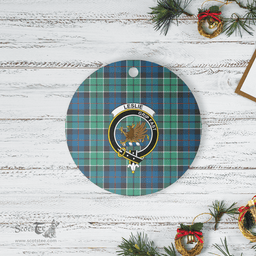 Scottish Leslie Hunting Ancient Clan Tartan Crest Round Ceramic Ornament