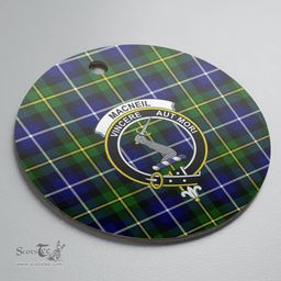 Scottish MacNeil of Barra Modern Clan Tartan Crest Round Ceramic Ornament