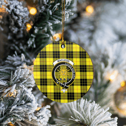 Scottish MacLeod of Lewis Modern Clan Tartan Crest Round Ceramic Ornament