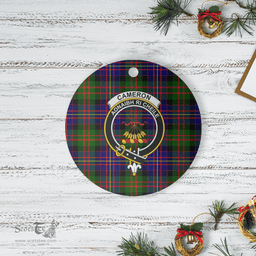Scottish Cameron of Erracht Modern Clan Tartan Crest Round Ceramic Ornament