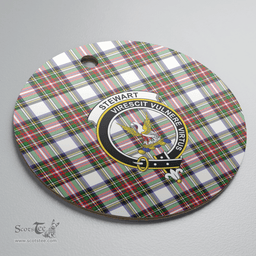 Scottish Stewart Dress Modern Clan Tartan Ceramic Ornament - Crest Round Style Scottish Plaid Tartan Plaid