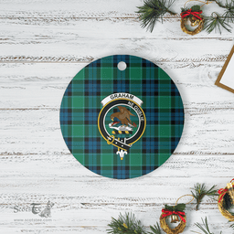 Scottish Graham of Menteith Ancient Clan Tartan Crest Round Ceramic Ornament
