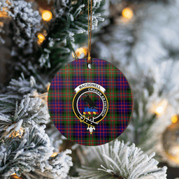 Scottish MacDonnell of Glengarry Modern Clan Tartan Crest Round Ceramic Ornament