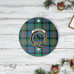 Scottish MacDonnell of Glengarry Ancient Clan Tartan Crest Round Ceramic Ornament