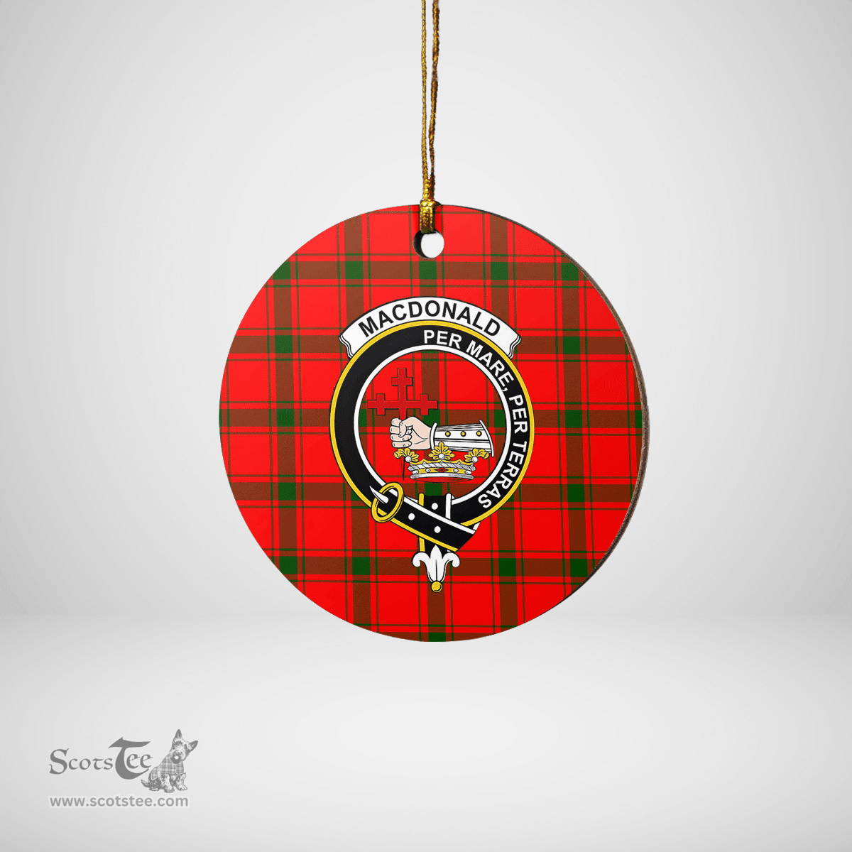 Scottish MacDonald of Sleat Clan Tartan Crest Round Ceramic Ornament