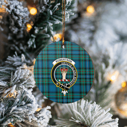 Scottish Robertson Hunting Ancient Clan Tartan Ceramic Ornament - Crest Round Style Scottish Plaid Tartan Plaid