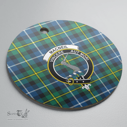 Scottish MacNeill of Barra Ancient Clan Tartan Crest Round Ceramic Ornament