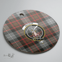 Scottish MacRae Hunting Weathered Clan Tartan Ceramic Ornament - Crest Round Style Scottish Plaid Tartan Plaid