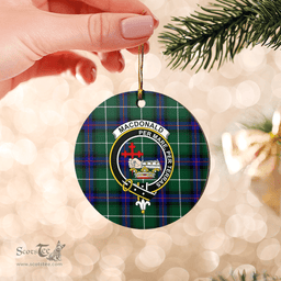 Scottish MacDonald of the Isles Hunting Modern Clan Tartan Crest Round Ceramic Ornament