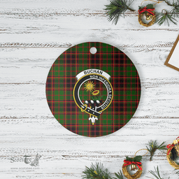 Scottish Buchan Modern Clan Tartan Crest Round Ceramic Ornament
