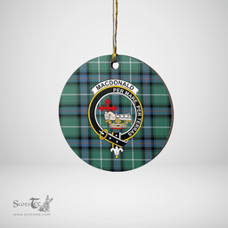 Scottish MacDonald of the Isles Hunting Ancient Clan Tartan Crest Round Ceramic Ornament