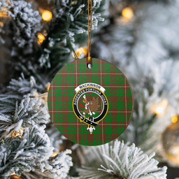 Scottish MacKinnon Hunting Modern Clan Tartan Crest Round Ceramic Ornament