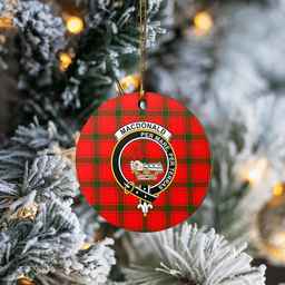 Scottish MacDonald of Sleat Clan Tartan Crest Round Ceramic Ornament
