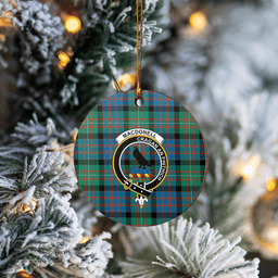 Scottish MacDonnell of Glengarry Ancient Clan Tartan Crest Round Ceramic Ornament