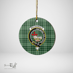 Scottish MacDonald Lord of the Isles Hunting Clan Tartan Crest Round Ceramic Ornament