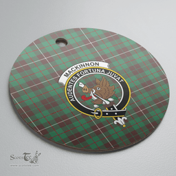Scottish MacKinnon Hunting Ancient Clan Tartan Crest Round Ceramic Ornament