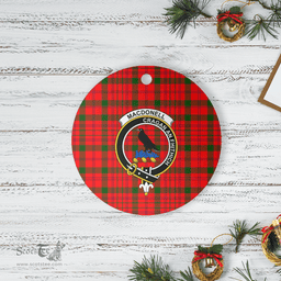 Scottish MacDonnell of Keppoch Modern Clan Tartan Crest Round Ceramic Ornament