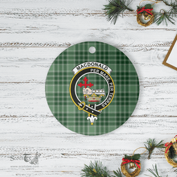 Scottish MacDonald Lord of the Isles Hunting Clan Tartan Crest Round Ceramic Ornament