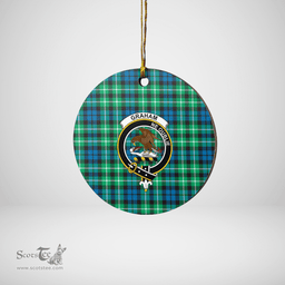 Scottish Graham of Montrose Ancient Clan Tartan Crest Round Ceramic Ornament