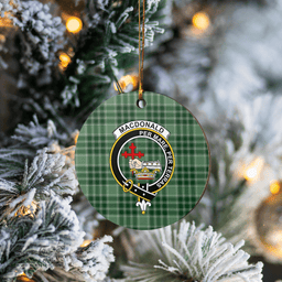 Scottish MacDonald Lord of the Isles Hunting Clan Tartan Crest Round Ceramic Ornament