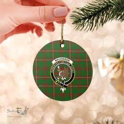 Scottish MacKinnon Hunting Modern Clan Tartan Crest Round Ceramic Ornament