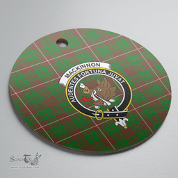 Scottish MacKinnon Hunting Modern Clan Tartan Crest Round Ceramic Ornament