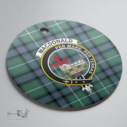 Scottish MacDonald of the Isles Hunting Ancient Clan Tartan Crest Round Ceramic Ornament