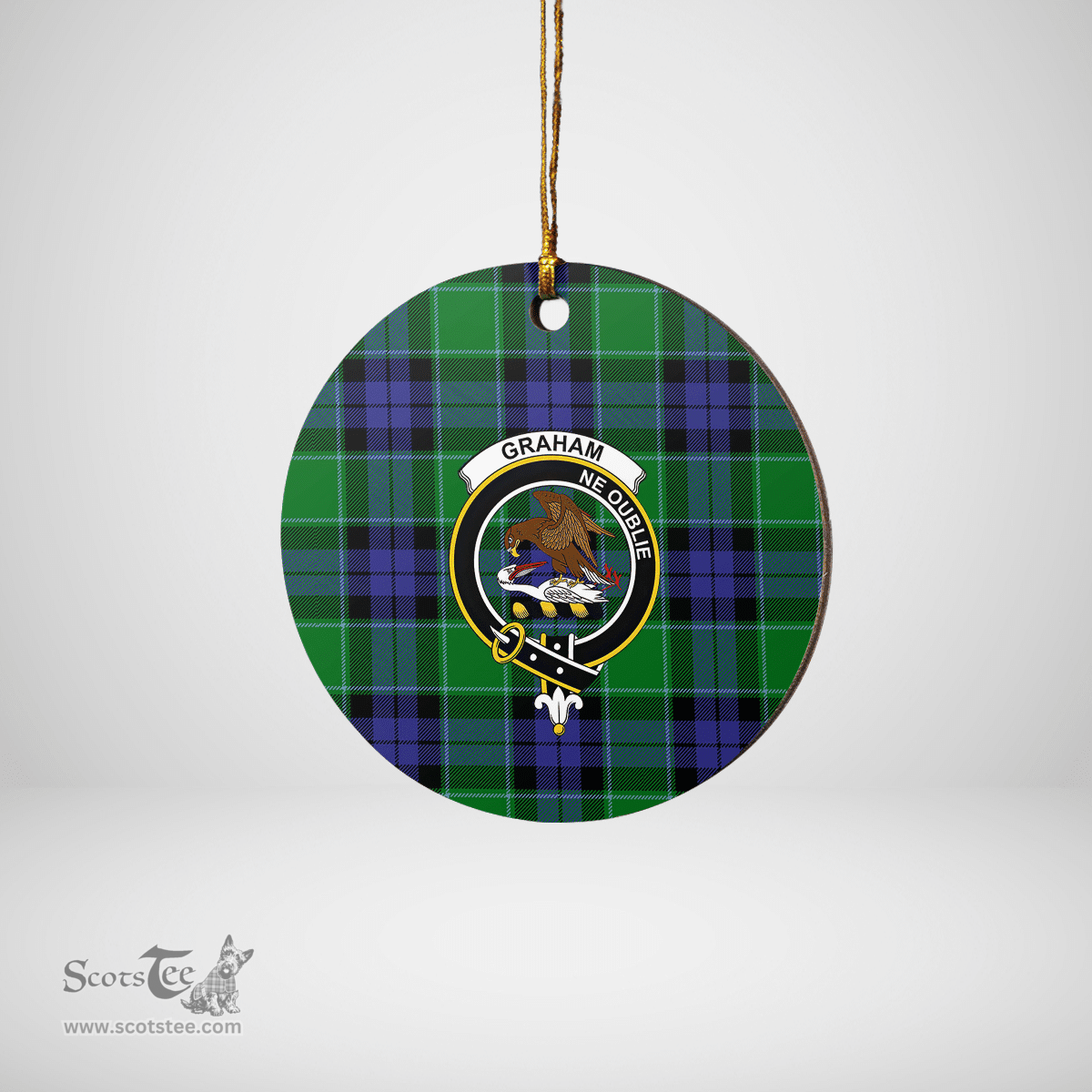 Scottish Graham of Menteith Modern Clan Tartan Crest Round Ceramic Ornament