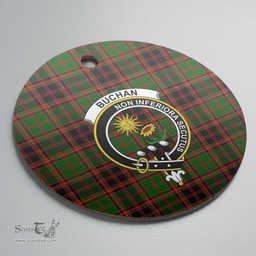 Scottish Buchan Modern Clan Tartan Crest Round Ceramic Ornament
