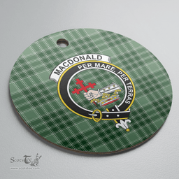 Scottish MacDonald Lord of the Isles Hunting Clan Tartan Crest Round Ceramic Ornament