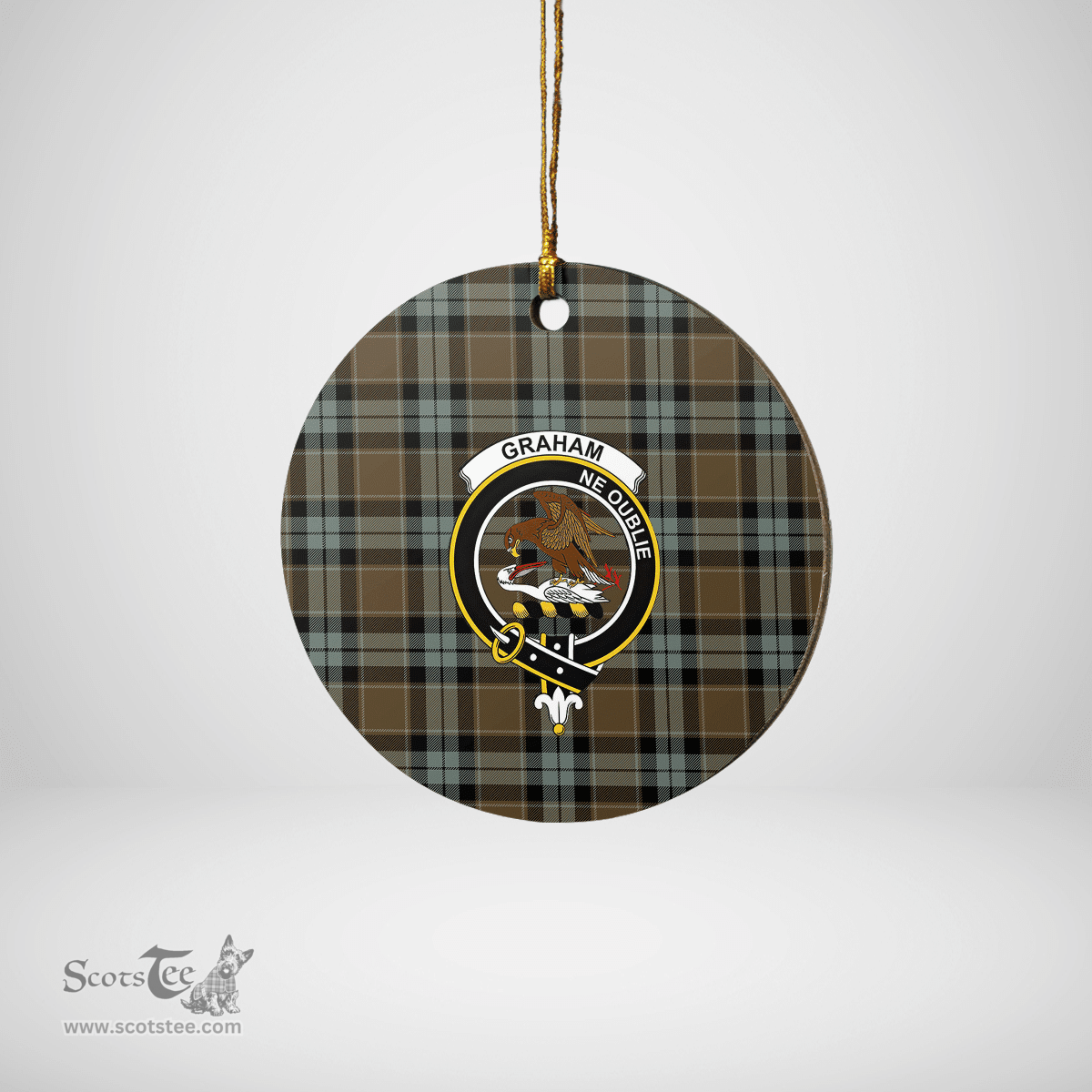 Scottish Graham of Menteith Weathered Clan Tartan Crest Round Ceramic Ornament