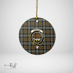 Scottish Graham of Menteith Weathered Clan Tartan Crest Round Ceramic Ornament