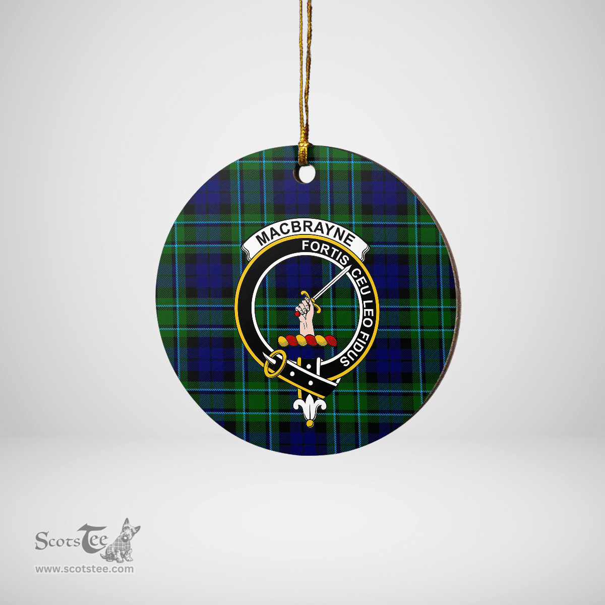 Scottish MacCallum Modern Clan Tartan Crest Round Ceramic Ornament