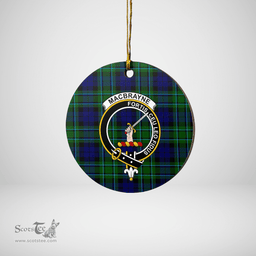 Scottish MacCallum Modern Clan Tartan Crest Round Ceramic Ornament