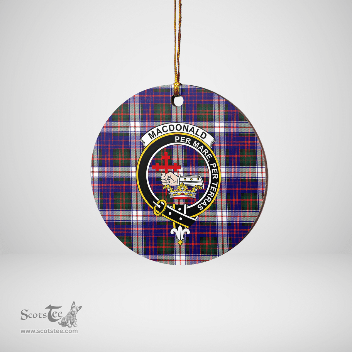 Scottish MacDonald Dress Modern Clan Tartan Crest Round Ceramic Ornament
