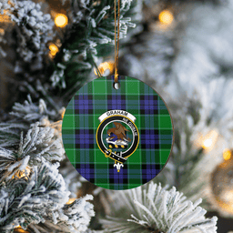 Scottish Graham of Menteith Modern Clan Tartan Crest Round Ceramic Ornament