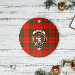 Scottish Livingstone Modern Clan Tartan Crest Round Ceramic Ornament