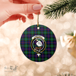 Scottish Campbell of Cawdor Modern Clan Tartan Crest Round Ceramic Ornament