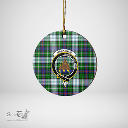 Scottish MacKenzie Dress Modern Clan Tartan Crest Round Ceramic Ornament