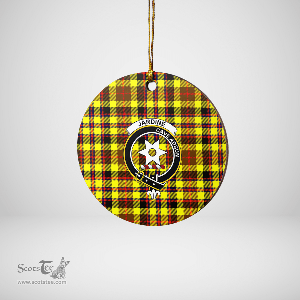 Scottish Jardine Clan Tartan Crest Round Ceramic Ornament