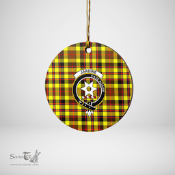 Scottish Jardine Clan Tartan Crest Round Ceramic Ornament