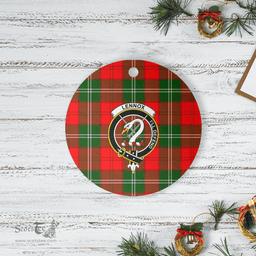 Scottish Lennox Modern Clan Tartan Crest Round Ceramic Ornament
