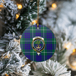 Scottish Hamilton Hunting Modern Clan Tartan Crest Round Ceramic Ornament