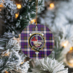 Scottish MacDonald Dress Modern Clan Tartan Crest Round Ceramic Ornament