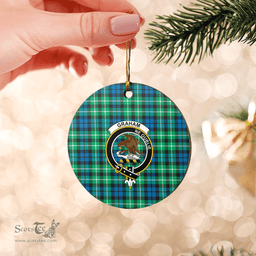Scottish Graham of Montrose Ancient Clan Tartan Crest Round Ceramic Ornament