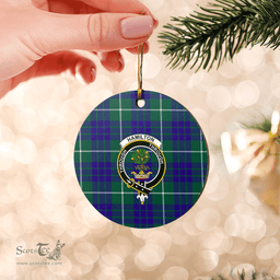 Scottish Hamilton Hunting Modern Clan Tartan Crest Round Ceramic Ornament