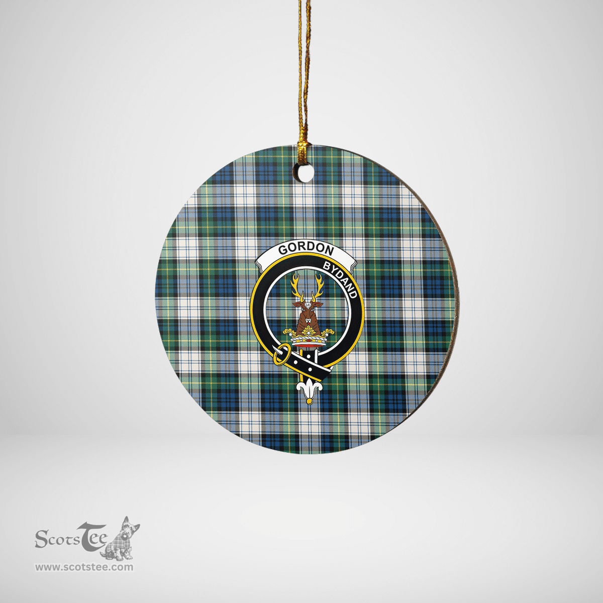 Scottish Gordon Dress Ancient Clan Tartan Crest Round Ceramic Ornament